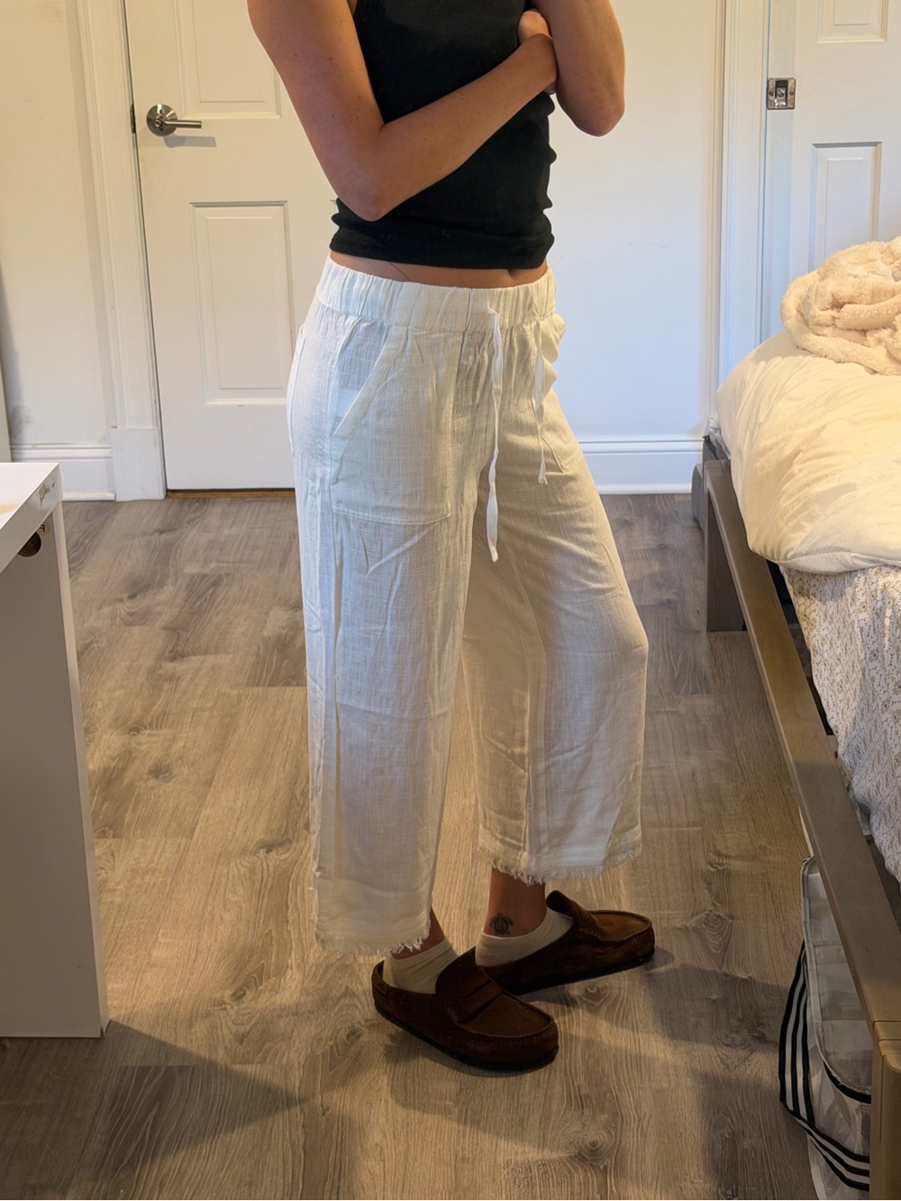 Vintage linen gaucho pants